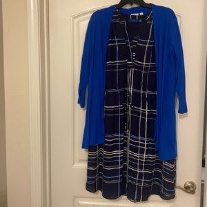Apt. 9 1X Plaid dress with Kim Rogers 1X blue sweater EUC